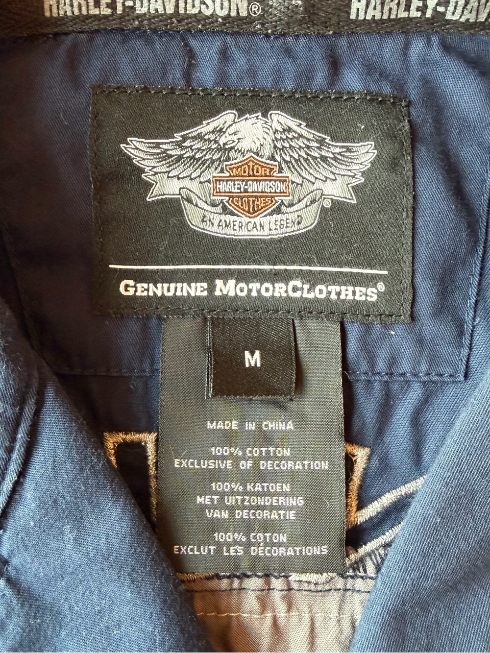 Harley-Davidson Embroidered Button-Up Work Shirt Medium - Picture 3 of 9
